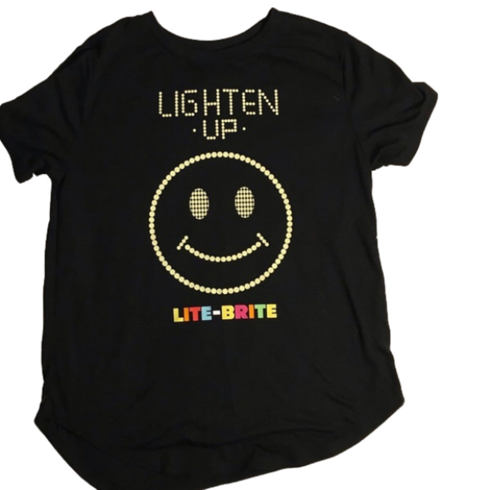 WOMEN’S (junior size) lite brite T-shirt. Size lg. Black.